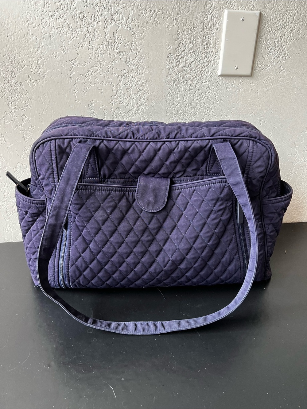 Vera Bradley Quilted Microfiber Stroll Around Diaper Bag Baby Large Navy Blue